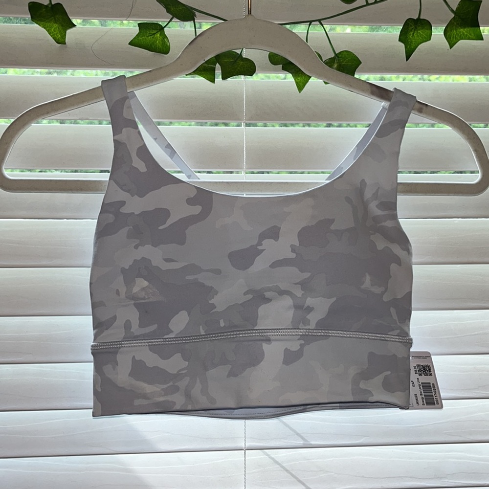 Lulu Energy Bra Long Line | Size 4 | Gray and White